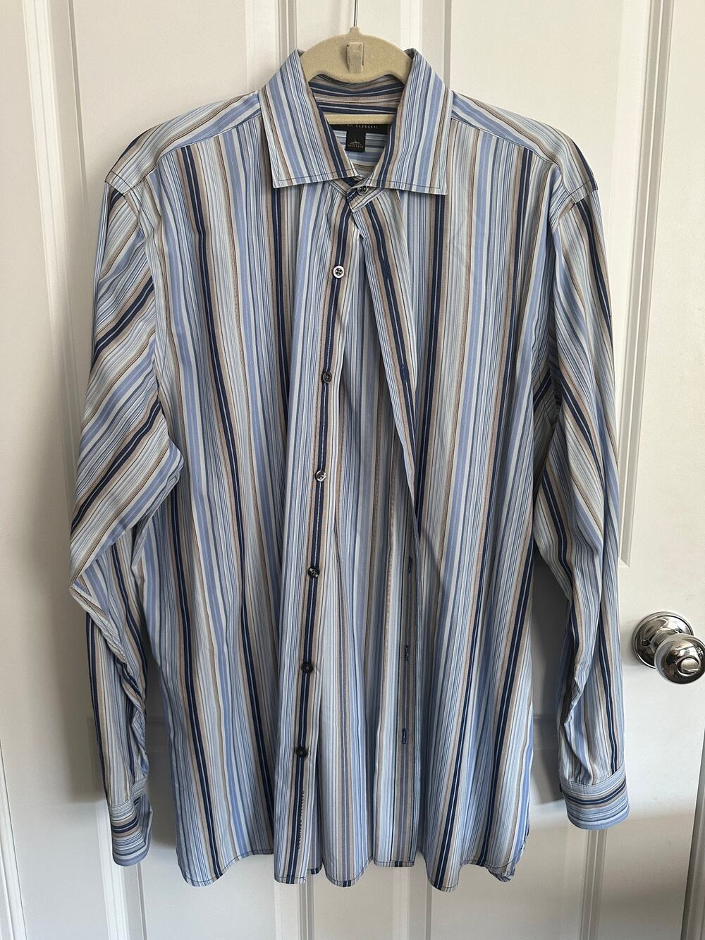 Banana Republic Men's L/S Button Down Blue Striped Shirt Large